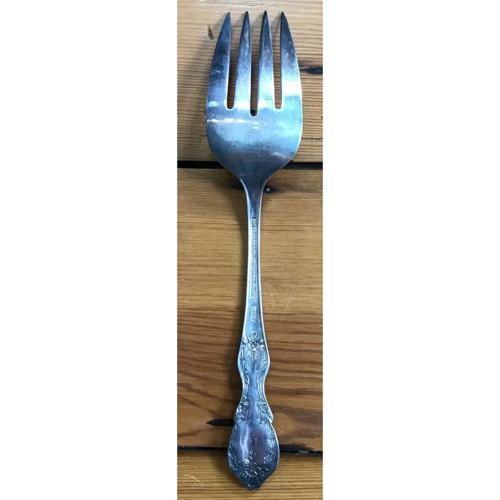 Set Pair Vtg Antique Original Rogers Extra Plate Silverplate Serving Spoon Fork